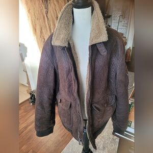 Columbia Brown Bomber Jacket with Shearling Collar